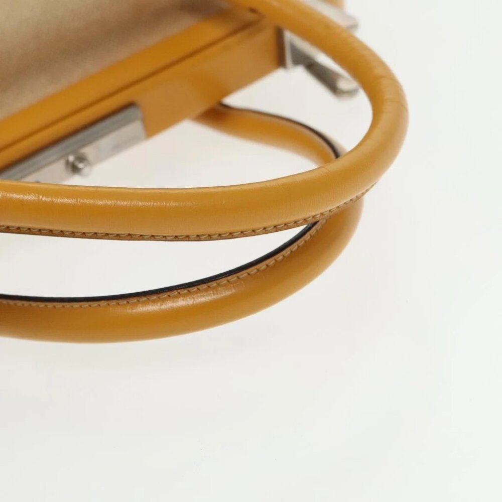 PRADA Hand Bag Canvas Beige Silver Auth 94761 - Picture 8 of 15